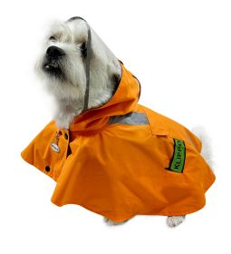 Clear View Poncho Raincoat with Reflective Stripes (Color: Orange, size: L)