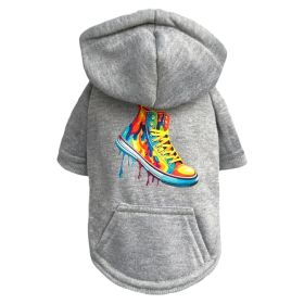 Graffiti Pup Hoodie (Color: Grey, size: XS)