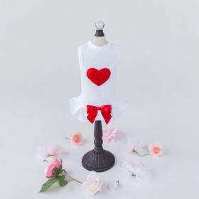 Puff Heart Dog Dress (Color: Red, size: MD)