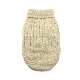 Combed Cotton Cable Knit Dog Sweater (Color: Oatmeal, size: 3X-Large)