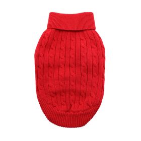 Combed Cotton Cable Knit Dog Sweater (Color: Fiery Red, size: X-Large)