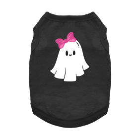 Cute Ghost with Bow Dog Shirt (Color: Jet Black, size: 3X-Large)