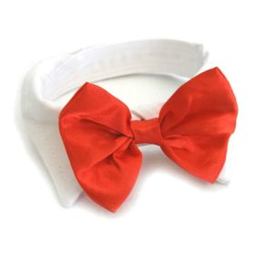 White Collar with Red Satin Bow Tie (size: X-Large)