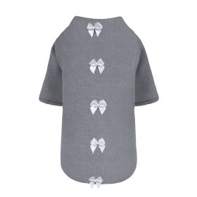 Dainty Bow Sweater (Color: Pewter, size: XXS)
