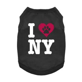 I Love New York Dog Shirt (Color: Jet Black, size: X-Small)