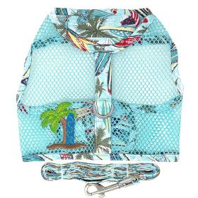 Cool Mesh Dog Harness with Leash (Color: Surfboards and Palms, size: large)