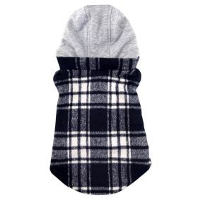 Weekender Dog Sweatshirt Hoodie (Color: Black & White Plaid Flannel, size: large)