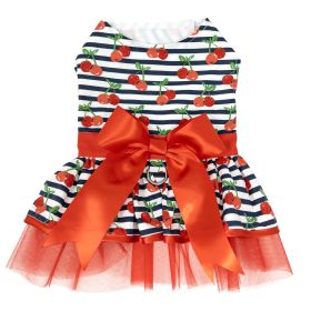 Cherry Stripe Harness Dress with Matching Leash (size: small)