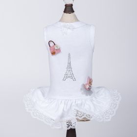 Paris Dog Dress (Color: White, size: LG)