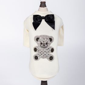 Teddy Bow Tee Dog Tee (Color: Ivory, size: XXS)